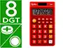Liderpapel Calculadora xf11 Bolsillo 8 Dígitos Solar y Pilas Color Rojo 115x65x8 mm