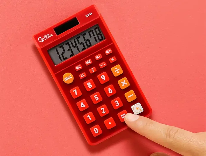 Liderpapel Calculadora xf11 Bolsillo 8 Dígitos Solar y Pilas Color Rojo 115x65x8 mm