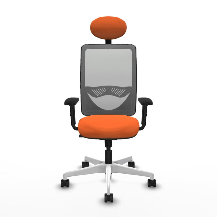 PIQUERAS Y CRESPO Silla de oficina Zulema con Mecanismo Sincro, Tela Naranja y Malla Gris