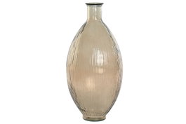 DKD Home Decor Jarrón de Cristal Reciclado Rayado Champán 30x30x59 cm