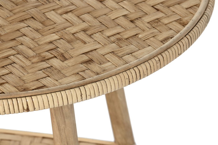 DKD Home Decor Mesita Auxiliar de Bambú y Ratán Natural Marrón
