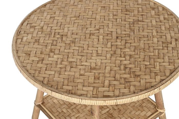 DKD Home Decor Mesita Auxiliar de Bambú y Ratán Natural Marrón