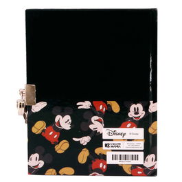 Disney Mickey Mouse Diario con Llave Negro Tapa Rígida 160 Hojas Decoradas Cierre Candado