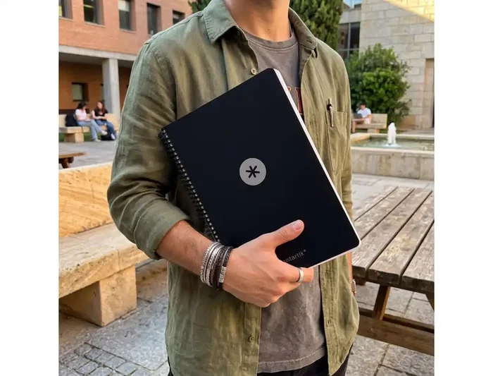 Antartik Cuaderno Espiral A4 80 Hojas, Tapa Foam, Papel 90 gr, Cuadrícula 4 mm con Margen - Color Negro