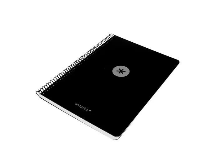 Antartik Cuaderno Espiral A4 80 Hojas, Tapa Foam, Papel 90 gr, Cuadrícula 4 mm con Margen - Color Negro