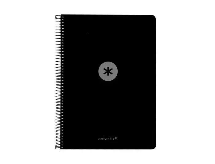 Antartik Cuaderno Espiral A4 80 Hojas, Tapa Foam, Papel 90 gr, Cuadrícula 4 mm con Margen - Color Negro