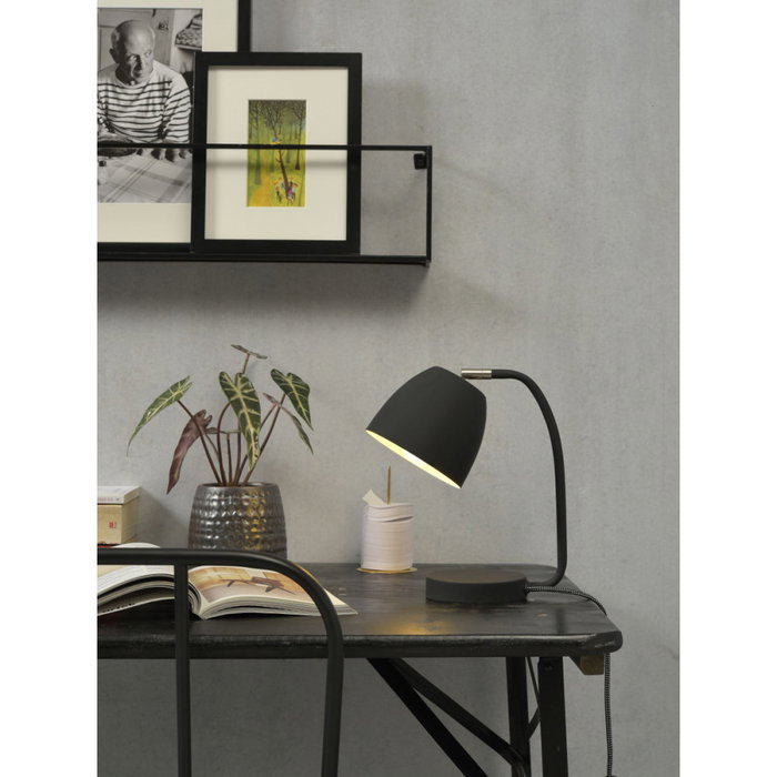 IAR Lámpara de Mesa Newport Estilo Nórdico Hierro Caucho 28cm Pantalla 11x13cm