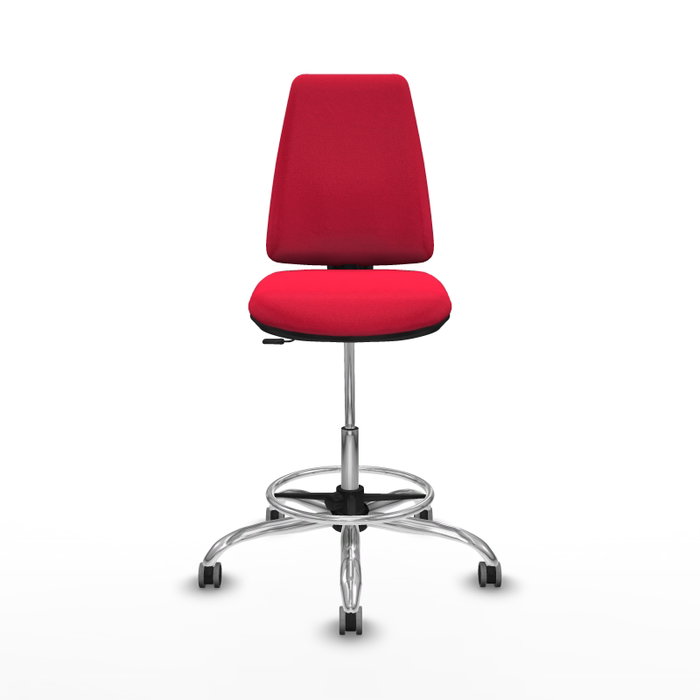 PIQUERAS Y CRESPO Taburete Elche CP Bali rojo con base cromada