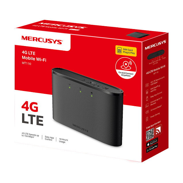 Mercusys Router Móvil Wi-Fi 4G LTE MT110 150Mbps Negro