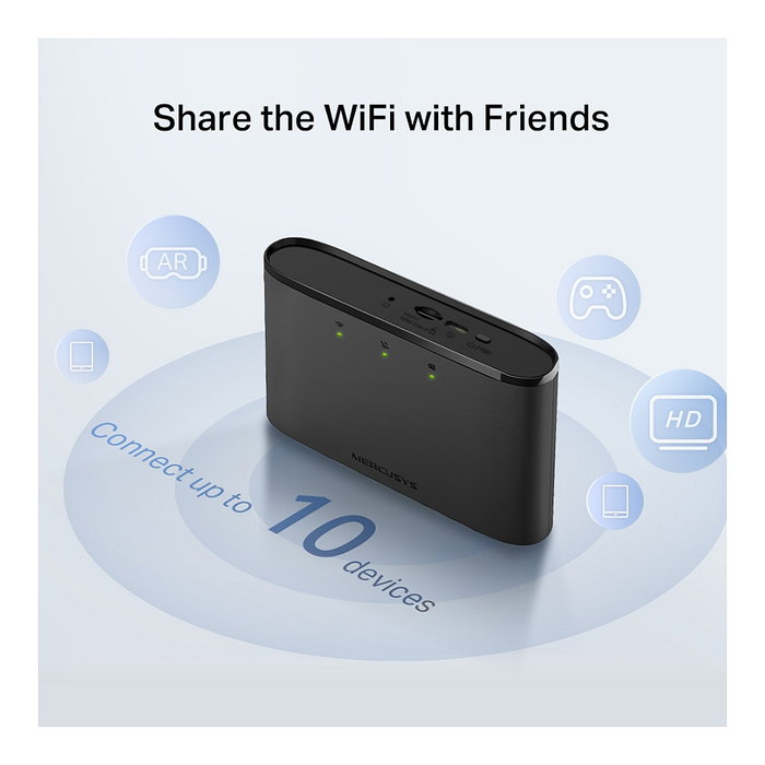 Mercusys Router Móvil Wi-Fi 4G LTE MT110 150Mbps Negro