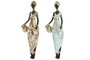 DKD Home Decor Figura de Resina Africana Verde y Beige Surtida 2 Unidades