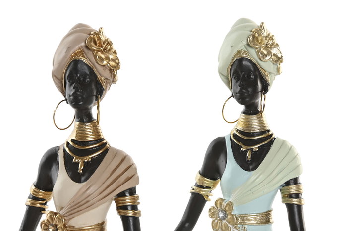DKD Home Decor Figura de Resina Africana Verde y Beige Surtida 2 Unidades DKD Home Decor Figura de Resina Africana Verde y Beige Surtida 2 Unidades