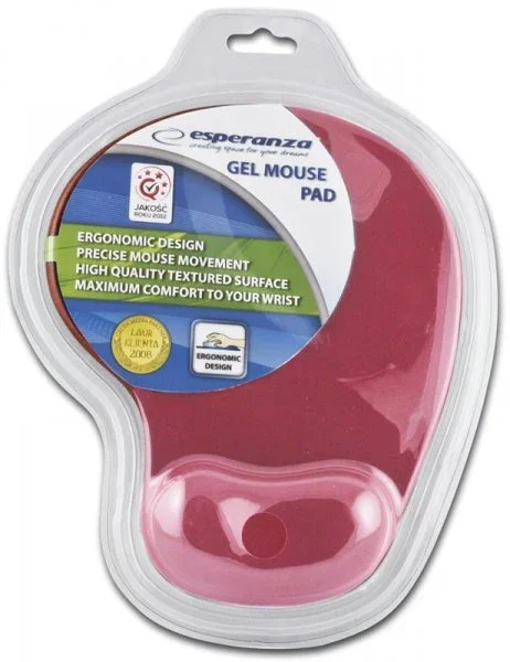 Esperanza EA137R Alfombrilla de Gel con Reposamuñecas, Rojo, 230 x 190 x 20 mm, Base Antiderrapante, Uso Universal, en Blister