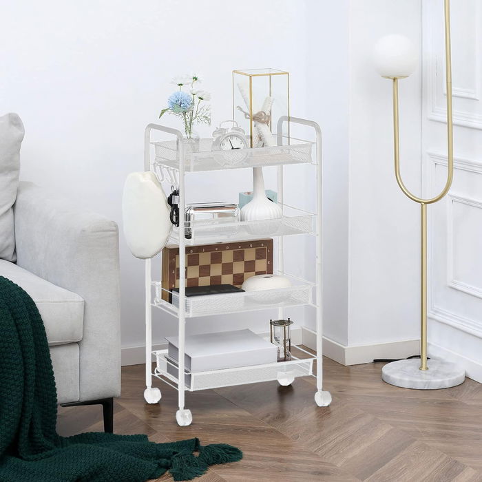 Confortime Carrito Auxiliar 4 Niveles con Ruedas 83.2 cm Largo x 26 cm Ancho x 7.5 cm Alto (4 Unidades)