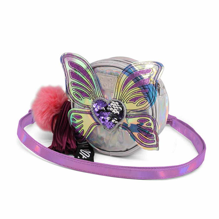 Oh My Pop Bolso Bandolera Redondo Pequeño Wings Plateado