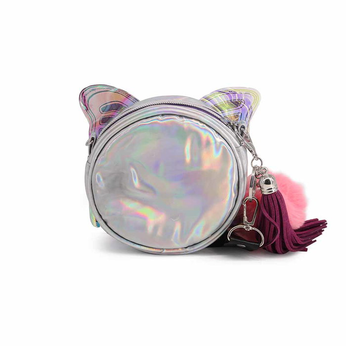 Oh My Pop Bolso Bandolera Redondo Pequeño Wings Plateado