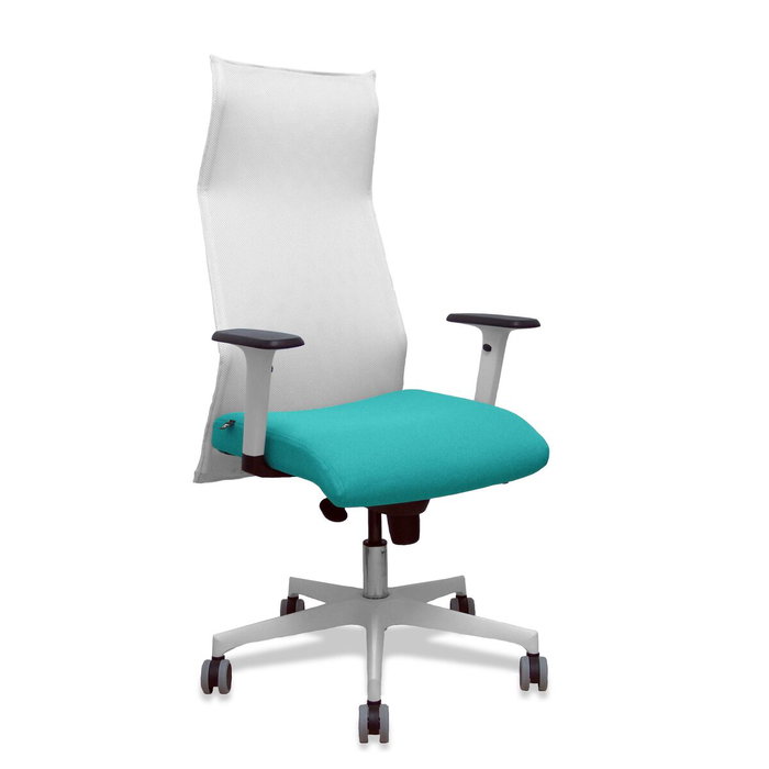 PIQUERAS Y CRESPO Sillón Albacete con Mecanismo Sincro, Malla Blanca y Asiento Turquesa PIQUERAS Y CRESPO Sillón Albacete con Mecanismo Sincro, Malla Blanca y Asiento Turquesa