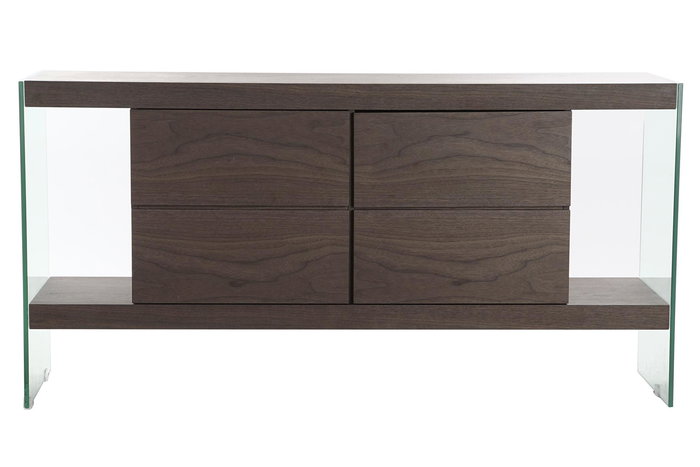 DKD Home Decor Buffet Moderno Marron Transparente Cristal y MDF 45 x 80 x 160 cm
