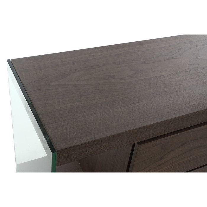 DKD Home Decor Buffet de Cristal y MDF Nogal Marrón