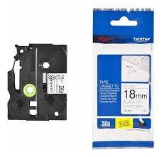 Brother Cinta Rotuladora Laminada de Seguridad TZeSE4 - Texto Negro sobre Blanco, 18 mm x 8 m