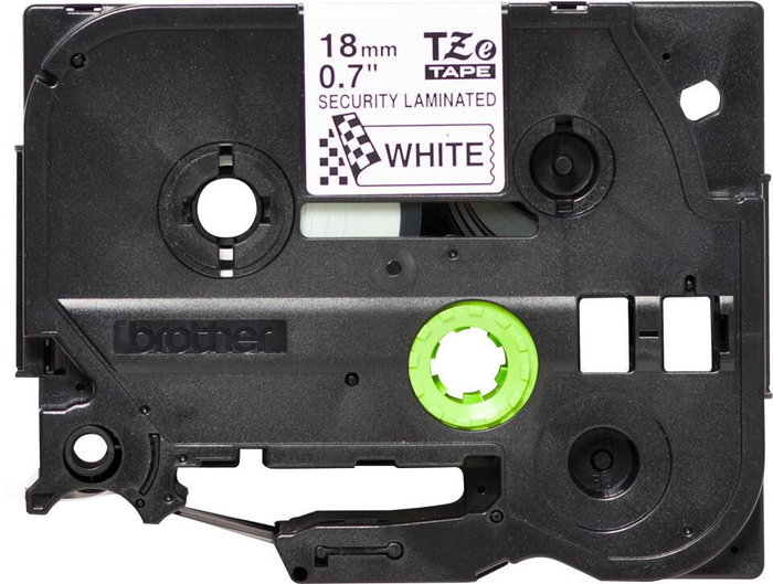 Brother TZeSE4 Cinta Laminada de Seguridad 18mm x 8m Texto Negro sobre Blanco Brother TZeSE4 Cinta Laminada de Seguridad 18mm x 8m Texto Negro sobre Blanco