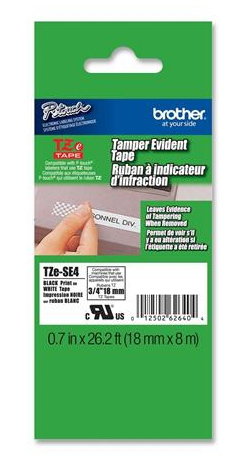 Brother TZeSE4 Cinta Laminada de Seguridad 18mm x 8m Blanco/Negro Brother TZeSE4 Cinta Laminada de Seguridad 18mm x 8m Blanco/Negro