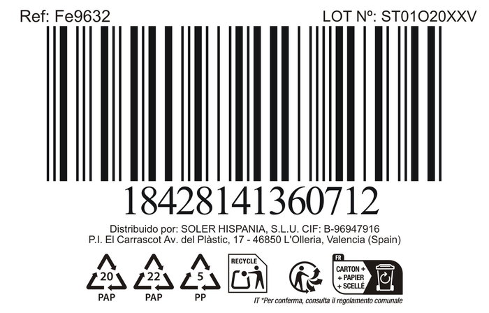 Inde Tarro Cocina 'Faro', Ø11 x 20.8 cm - Ancho 12.4 cm, Alto 21.9 cm, Largo 12.3 cm, Peso 18.8 kg (24 Unidades)
