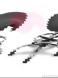 Taburete Zarza con mecanismo Basculante tapizada con Similpiel color No aplica y malla color Granate. Equipado con Base cromada, Sin brazos y Ruedas de parqué