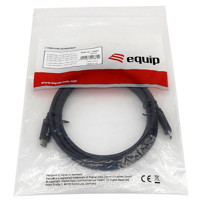 Equip Cable USB-C 3.2 Gen1 60W PD Carga Rápida 0.5m Negro