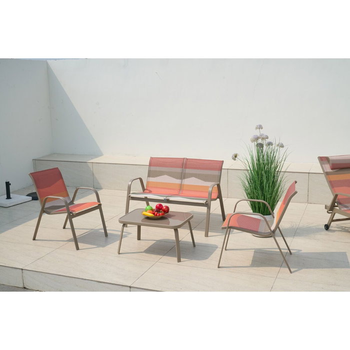 DKD Home Decor Conjunto de Sofá Sunset de 4 Piezas en Acero y Poliéster
