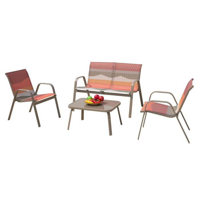 DKD Home Decor Conjunto de Sofá Sunset de 4 Piezas en Acero y Poliéster