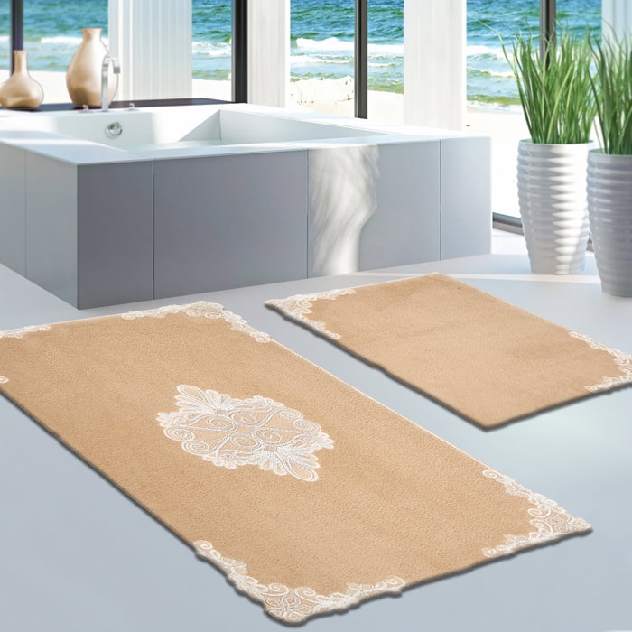 Mijölnir Cot-Klzt5-32 Juego de Alfombras de Baño 50x60 cm y 60x100 cm Cappuccino