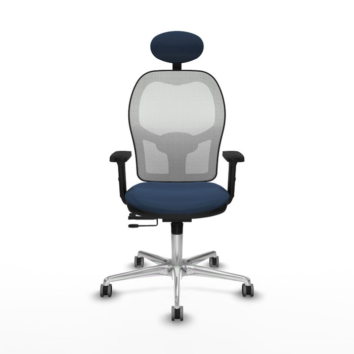 PIQUERAS Y CRESPO Silla de oficina Jorquera con mecanismo Sincro/Traslack, Azul marino y Blanco
