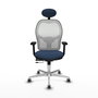 PIQUERAS Y CRESPO Silla de oficina Jorquera con mecanismo Sincro/Traslack, Azul marino y Blanco