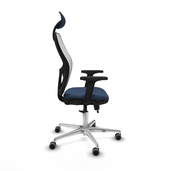 PIQUERAS Y CRESPO Silla de oficina Jorquera con mecanismo Sincro/Traslack, Azul marino y Blanco
