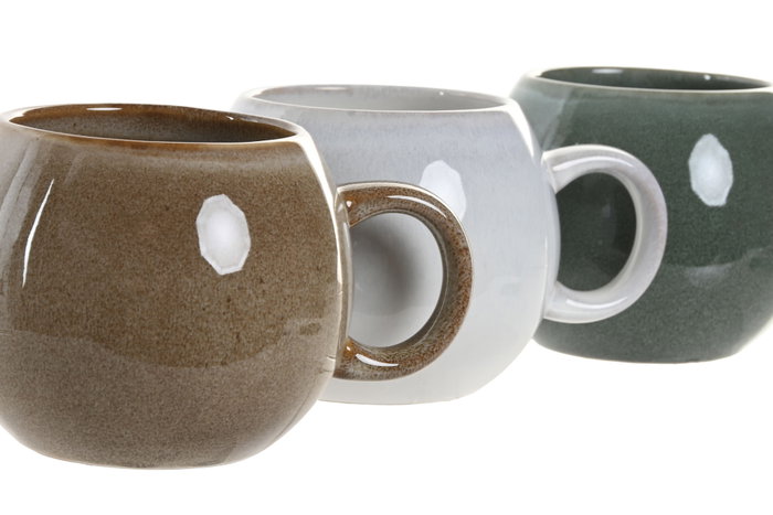 DKD Home Decor Juego de Tazas de Gres Esmaltado Jiahua 25 Surtido de 3 Unidades DKD Home Decor Juego de Tazas de Gres Esmaltado Jiahua 25 Surtido de 3 Unidades