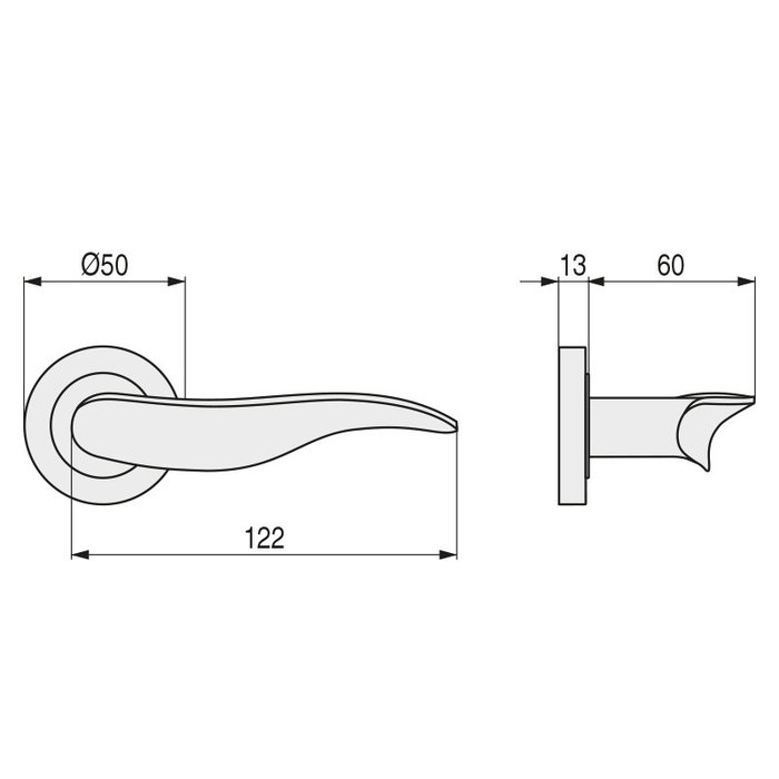 HERRAJES ALK Roseta Aluminio Zeus Ø50 Niquel Satinado