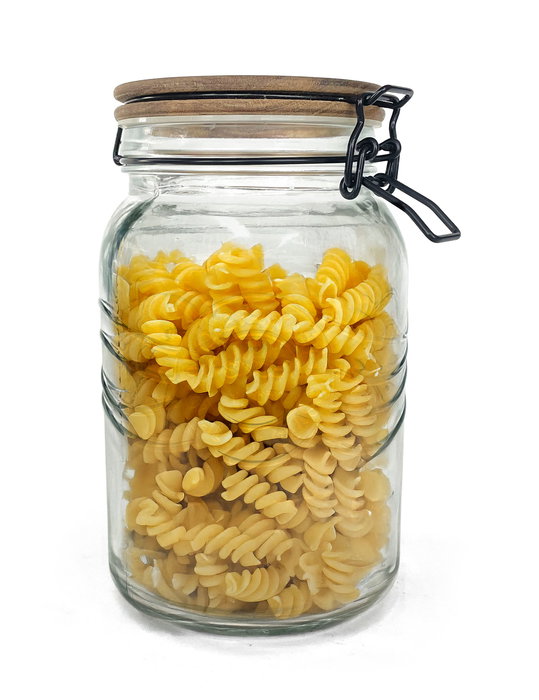 La Mediterranea Tarro de Vidrio con Tapa de Acacia 1500 ml, Dimensiones 11,5 cm (Ancho) x 19,7 cm (Alto) x 11,7 cm (Largo) (12 Unidades) La Mediterranea Tarro de Vidrio con Tapa de Acacia 1500 ml, Dimensiones 11,5 cm (Ancho) x 19,7 cm (Alto) x 11,7 cm (Largo) (12 Unidades)