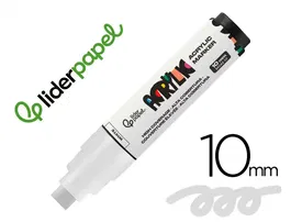 Liderpapel Rotulador Acrilico Base Agua Todo Tipo de Superficie Punta Rectangular 10 mm Blanco