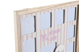 DKD Home Decor Patito lindo 23 Marco Multifoto Baby Azul Rosa 37 x 37 x 1.5 cm (4 Unidades)