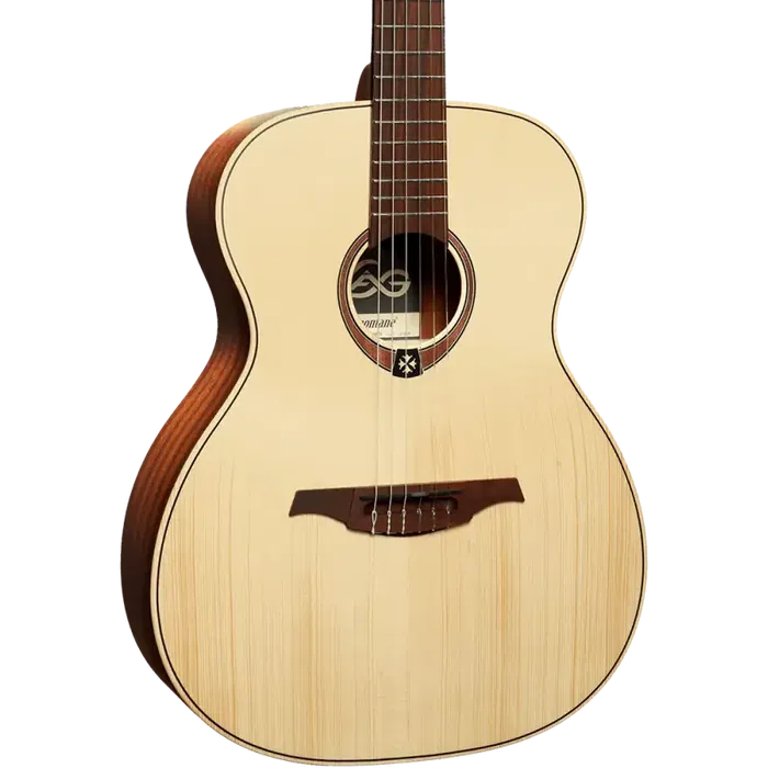 LAG Guitarra Acústica Nylon Auditorium Natural Abeto Engelmann Macizo Acabado Satinado
