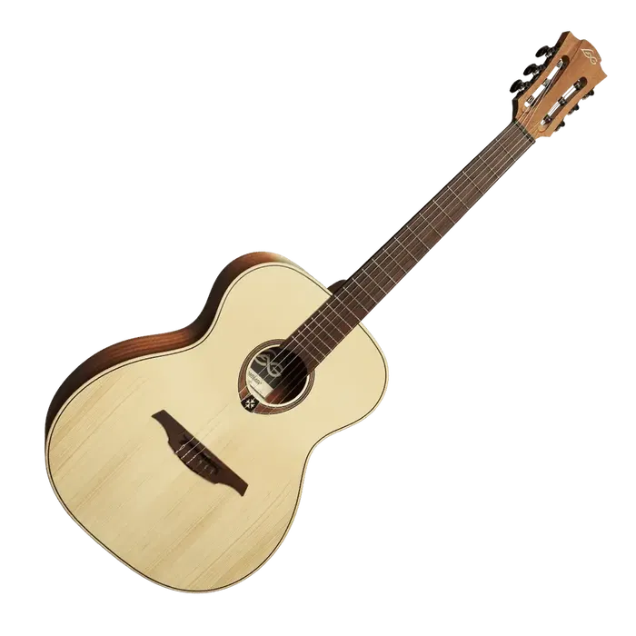 LAG Guitarra Acústica Nylon Auditorium Natural Abeto Engelmann Macizo Acabado Satinado