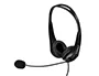 Q-connect Auricular Binaural Diadema con Micrófono USB y Control de Volumen, Cable 2m, Color Negro