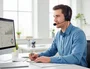 Q-connect Auricular Binaural Diadema con Micrófono USB y Control de Volumen, Cable 2m, Color Negro