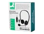 Q-connect Auricular Binaural Diadema con Micrófono USB y Control de Volumen, Cable 2m, Color Negro