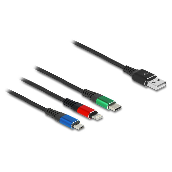 DeLOCK Cable de Carga 3 en 1 USB A a Lightning, Micro-USB B y Apple 30-pin, 2 m DeLOCK Cable de Carga 3 en 1 USB A a Lightning, Micro-USB B y Apple 30-pin, 2 m
