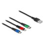 DeLOCK Cable de Carga 3 en 1 USB A a Lightning, Micro-USB B y Apple 30-pin, 2 m
