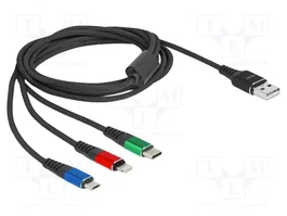 DeLOCK Cable de carga 3 en 1 USB A a Lightning/Micro-USB/Apple 30-pin 2 m