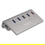 DeLOCK Hub USB 10 Gbps con 4 Puertos USB Tipo-A 3.2 Gen 2, 1 Puerto de Carga Rápida y Fuente de Alimentación Incluida - USB 3.1 Gen 2, Plug & Play, Gris Metal