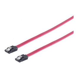 S-Impuls Cable de conexión SATA 3Gb/s con clip metálico, rojo, 0,3 m
